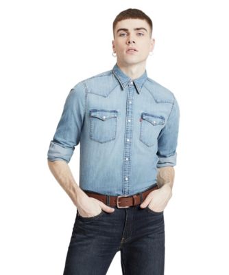 levi's mens denim shirts long sleeve