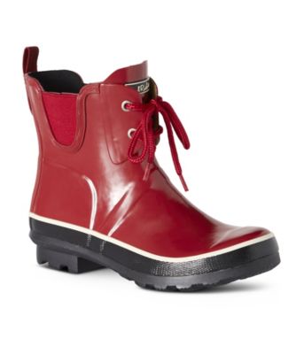 shiny red ankle boots