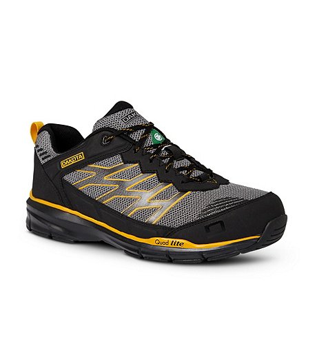 Men's 3604 Aluminum Toe Steel Plate Quad Lite Athletic Safety Shoes - Black/Yellow