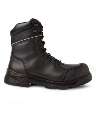 black leather work boots