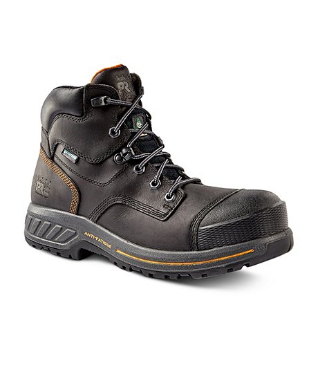 Men's Composite Toe Composite Plate Pro Endurance HD Waterproof Leather 6 Inch Work Boots - Black