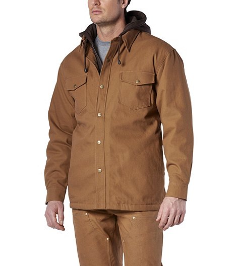 Chemise de travail à capuche en coutil avec doublure sherpa pour hommes