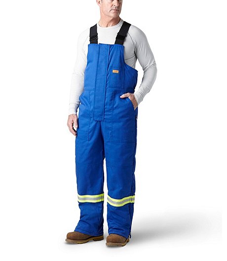 Men's Flame Resistant Insulated Overalls with Reflective Striping - Blue