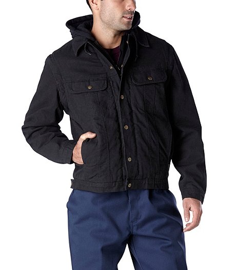 Men's Washed Canvas Sherpa-Lined Hooded Jacket | Mark's