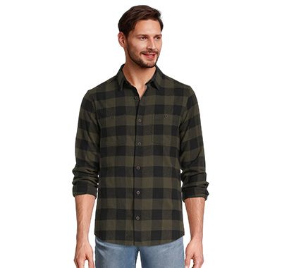 Men's Basic Stretch Cotton Flannel Long Sleeve Modern Fit Shirt