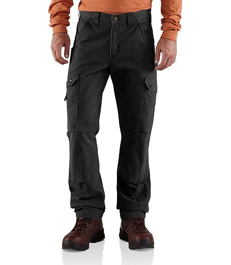 Men's Cotton Ripstop Relaxed Fit Cargo Pants - Black