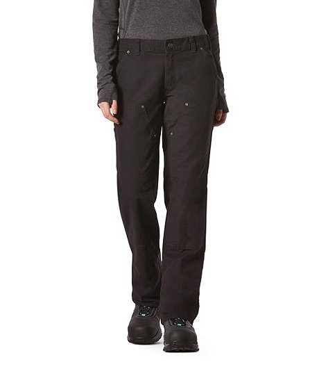 Women's Rugged Flex High Rise Loose Fit Canvas Double Front Work Pants - Black