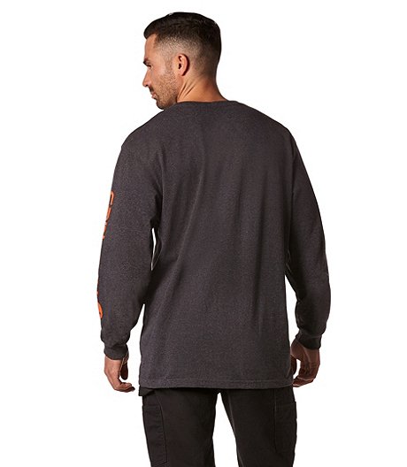 Men's Signature Logo Long Sleeve T Shirt - Carbon Heather