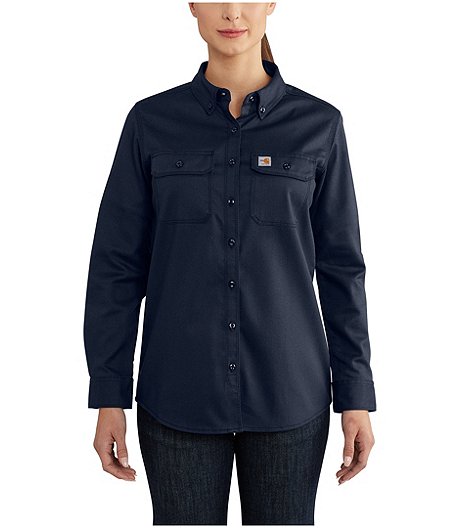 Women's Flame Resistant Long Sleeve Relaxed Fit Rugged Flex Stretch Twill Work Shirt