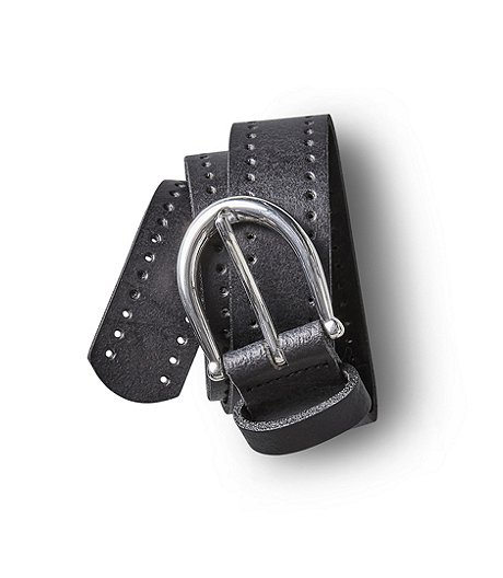 Women's Italian Split Leather Perforated Belt