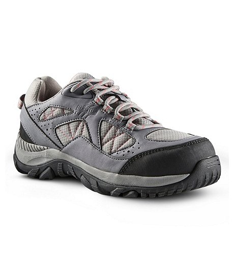 Women's Steel Toe Steel Plate Low Cut Freshtech Safety Hiking Shoes - Grey