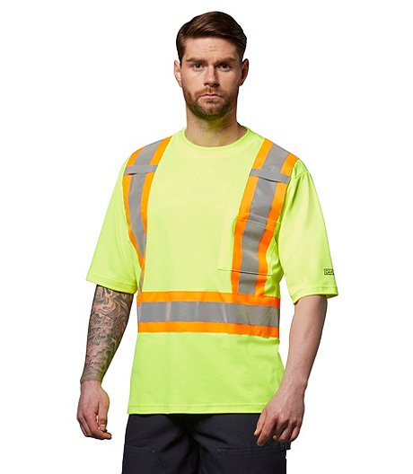 T-shirt haute visibilité doublé à manches courtes pour hommes, catégorie 2