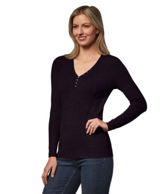 womens cozy henley sweatshirt