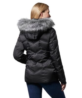 nautica faux fur bib puffer jacket