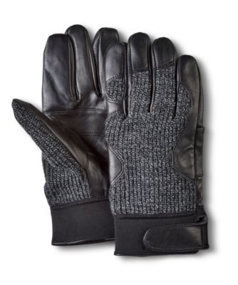 knit leather gloves