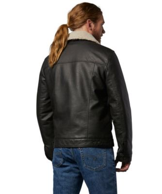 levi's brown leather trucker jacket