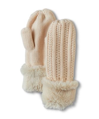 fur lined knitted gloves