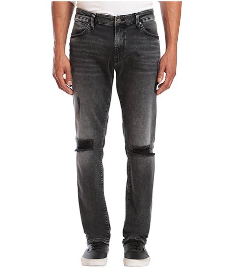 Men's Marcus Regular Rise Slim Straight Jeans With Destruction - Grey