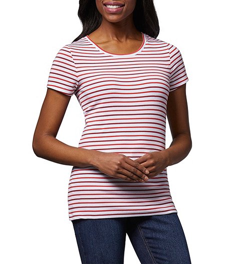 Women's Fitted Crew Neck T-Shirt - Stripe | Mark's