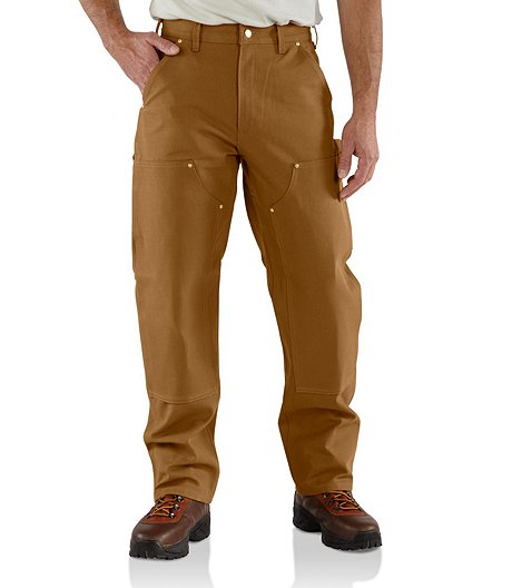 Men's Firm Duck Rugged Utility Loose Fit Double Front Dungaree Work Pants - Light Brown