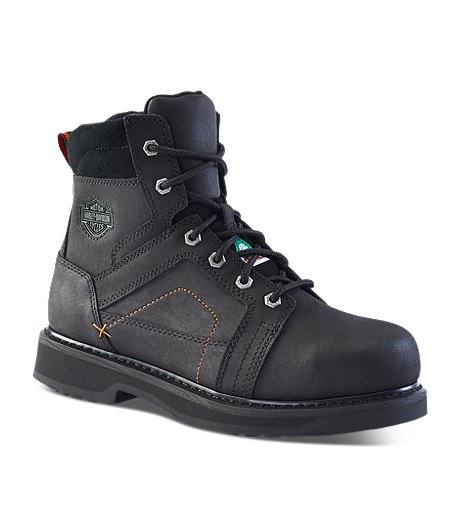 Men's 6 Inch Steel Toe Composite Plate Pete Work Boots - Black - ONLINE ONLY