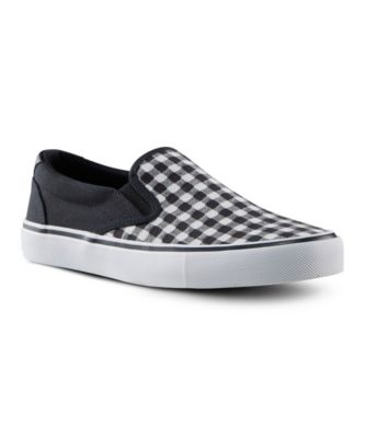 black canvas slip on sneakers