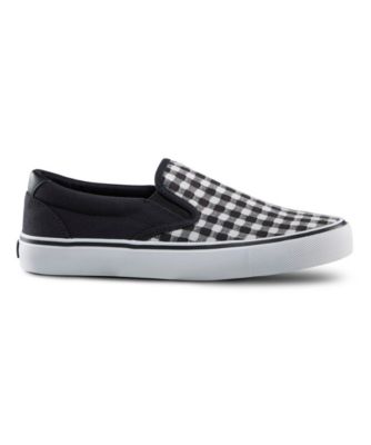black canvas slip on sneakers
