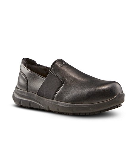 Women's Steel Toe Steel Plate Anti-Slip Slip On Oxford Safety Shoes - Black
