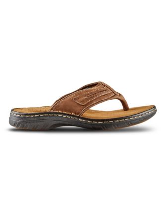 mens brown leather flip flops