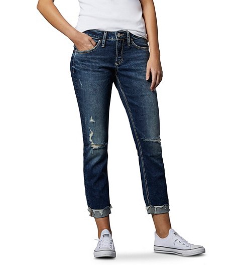 Womens Boyfriend Mid Rise Short Jeans Silver Jeans Co