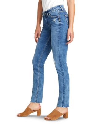 mid rise raw hem jeans
