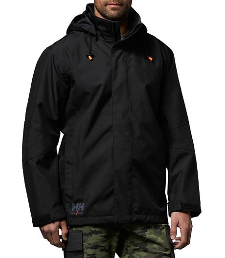 Men's Oxford Waterproof Shell Jacket with Detachable Hood - Black
