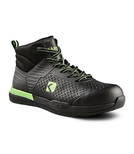Men's Composite Toe Composite Plate Lightweight Mid Cut Athletic Safety Shoes - Black/Green