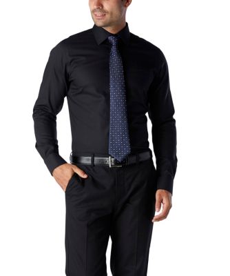 Men's Denver Hayes Modern Fit Never Iron Pinpoint Oxford Shirt Black Large / Regular Men's Denver Hayes Modern Fit Never Iron Pinpoint Oxford Shirt Black Large / Regular
