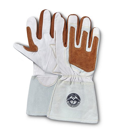 MCR Safety 4921 Red Ram Cow Leather Mig/Tig Welder Gloves with Wing Thumb Large Brown/Cream 1-Pair 