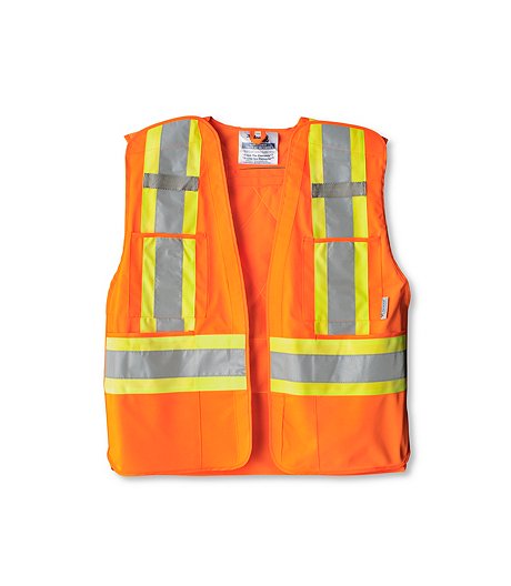 Men's CSA Z96-09 Class 2 5-Point Velcro Hi Vis Tear Away Safety Vest - Orange