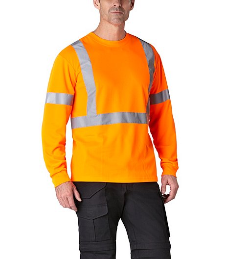T-shirt haute visibilité à manches longues, orange pour hommes