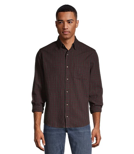 Men's Casual Button Down Modern Fit Long Sleeve Plaid Shirt