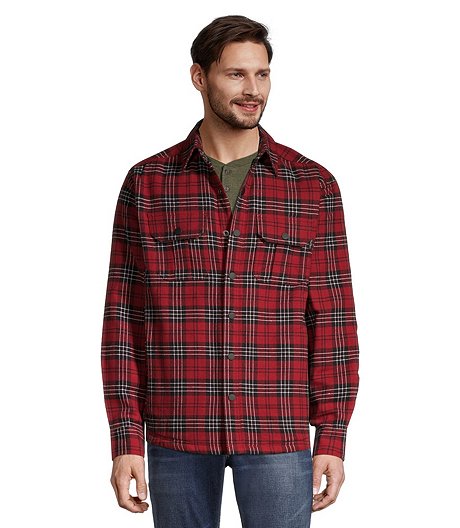 Chemise-veste à carreaux doublée de sherpa pour hommes - coupe classique