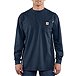 Men's Flame Resistant Force Cotton Work Dry Long Sleeve T Shirt - Navy