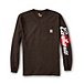 Men's Long Sleeve Canadian Logo Ribbed Crewneck Cotton T Shirt - Dark Brown