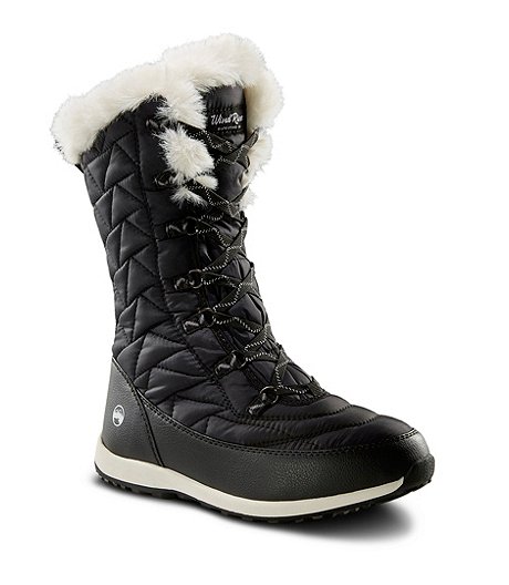 Women's Summit II T-Max Insulated Winter Boots with Faux Fur Trim - Black/White
