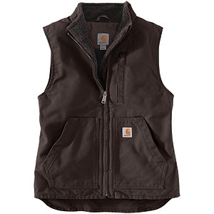 Women's Cotton Duck Sherpa Lined Mockneck Vest - Dark Brown | Mark's