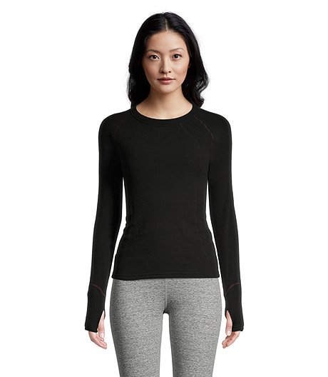 Women's T-Max Crewneck Long Sleeve Fleece Top - Black