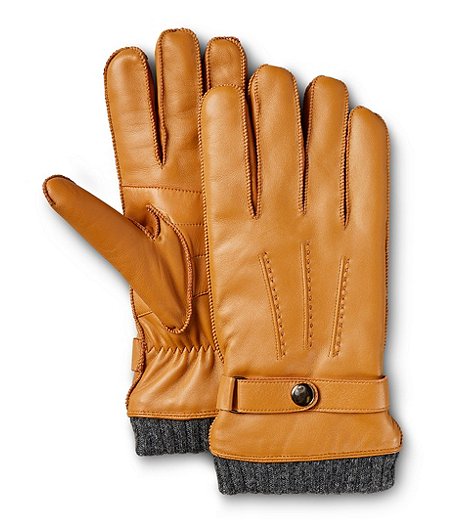 Men's Leather Glove With Knit Cuff