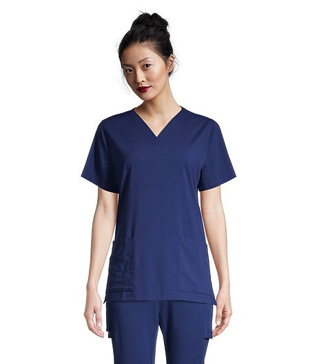 Haut d'uniforme médical de couleur unie et à encolure en V pour femmes, Health Pro Heart