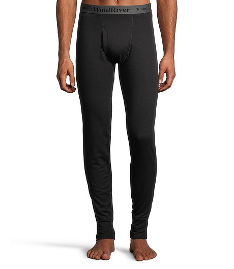 Men's T-MAX HEAT Thermal Base Layer Long Underwear Fleece Pants - Black