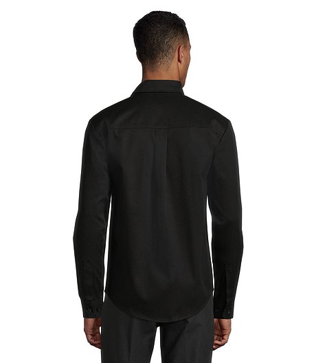 Men's Button Front Stretch Poly Cotton Long Sleeve Work Shirt