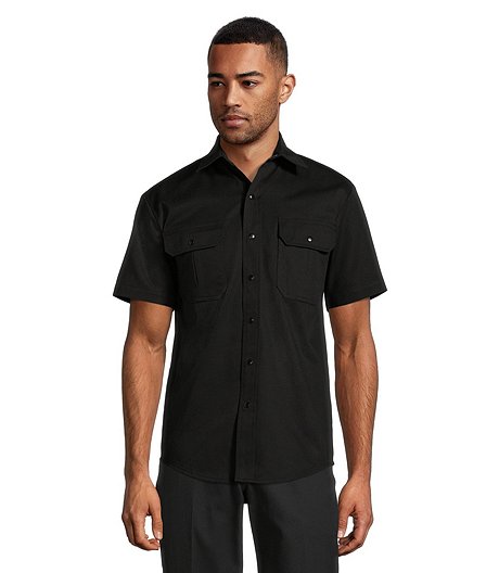 Men's Snap Front Stretch Poly Cotton Short Sleeve Work Shirt