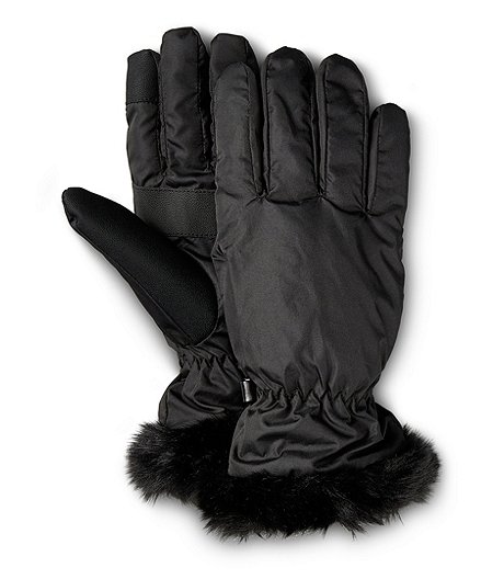 Women's Packable Fur Cuff Gloves